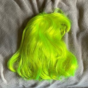 Neon yellow short hair with bangs wig